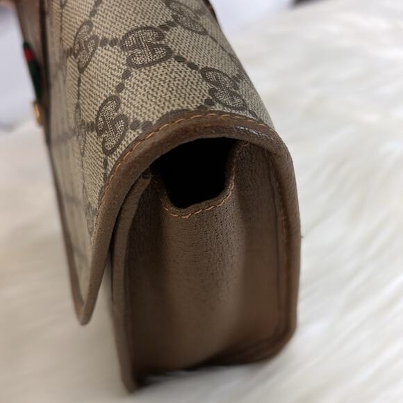 Authentic GUCCI GG Supreme Sherry Line Brown/Beige Clutch Bag - Picture 12 of 15